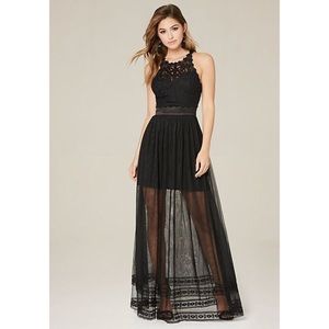 Bebe embroidered tulle dress